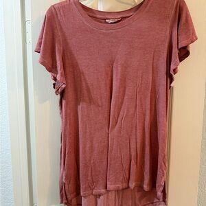 Universal Thread Pink and Orange Flutter Sleeve Tee